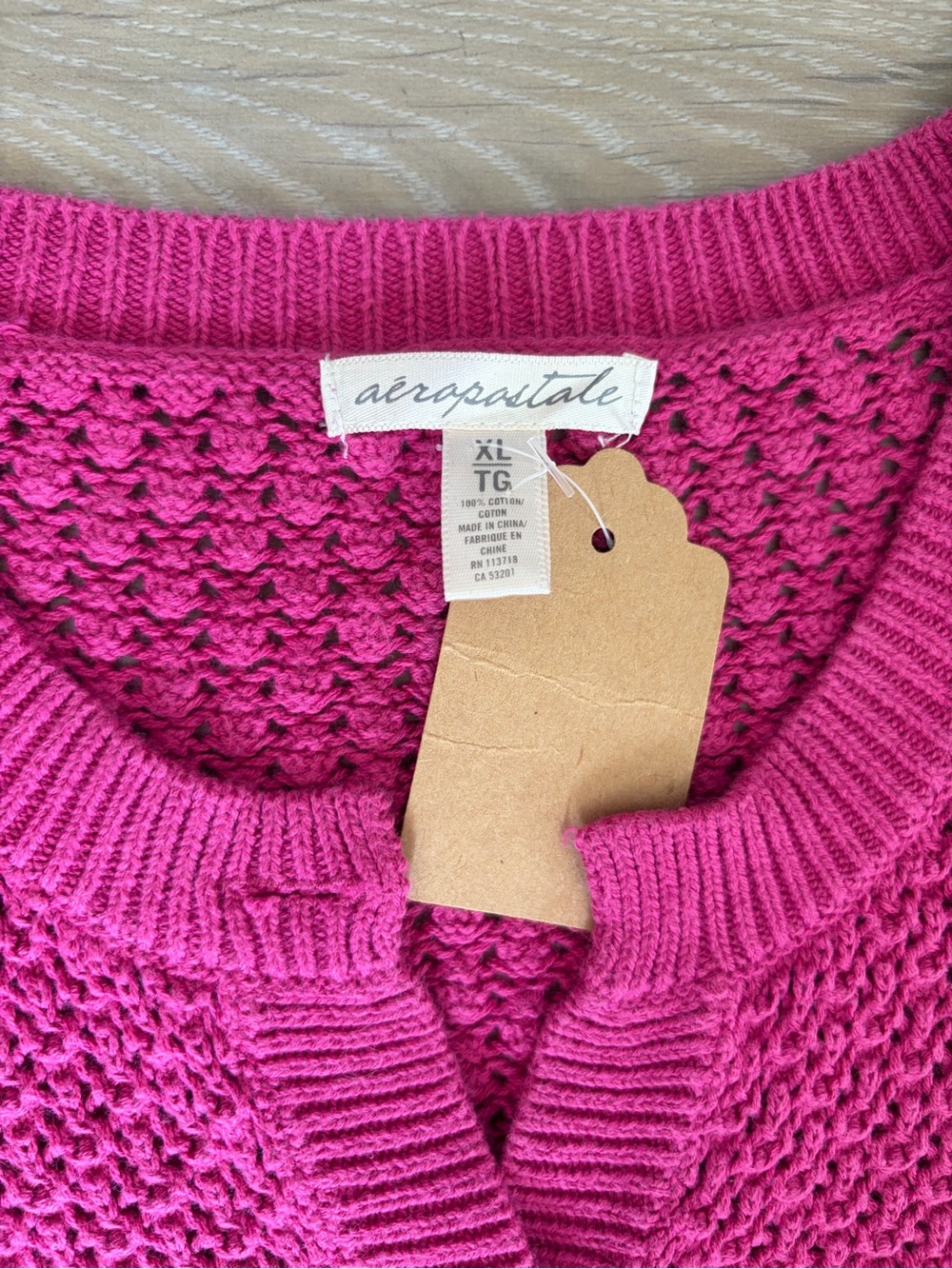 Aeropostale Hot Pink Open Knit Cropped Cardigan - Picture 5 of 5
